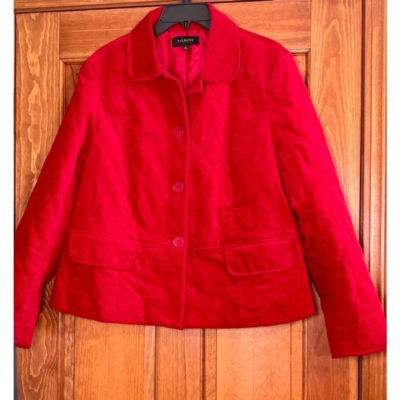 Talbots Red Quilted Jacket Women’s 14 Cotton Blend Button Front Classic Coat - Picture 1 of 8